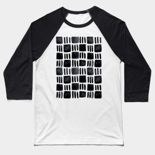 Watercolor abstract squares - black and white Baseball T-Shirt